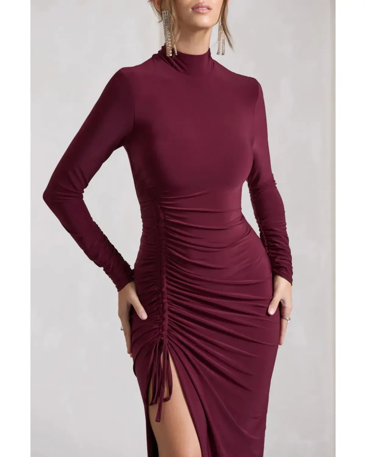 Club L London Lynn Maxi Dress Burgundy Size AU 6 photo 2