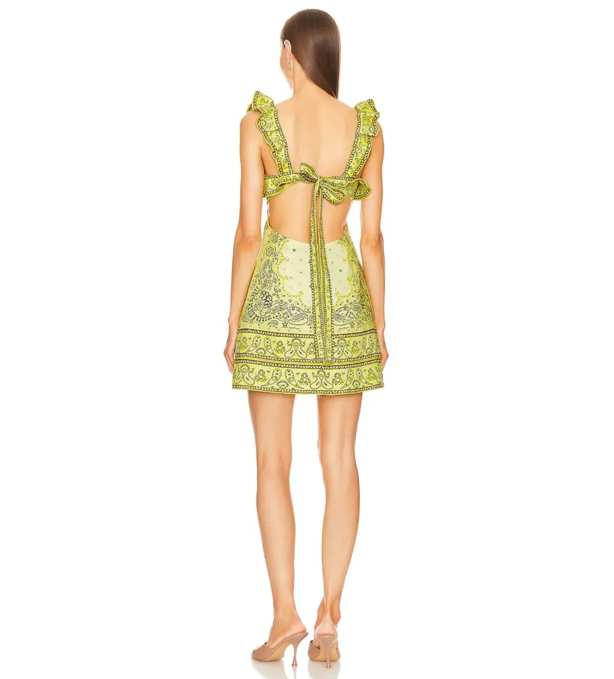 Zimmermann Matchmaker Frilled Mini Dress Yellow Bandana Size 1 AU 10 photo 3
