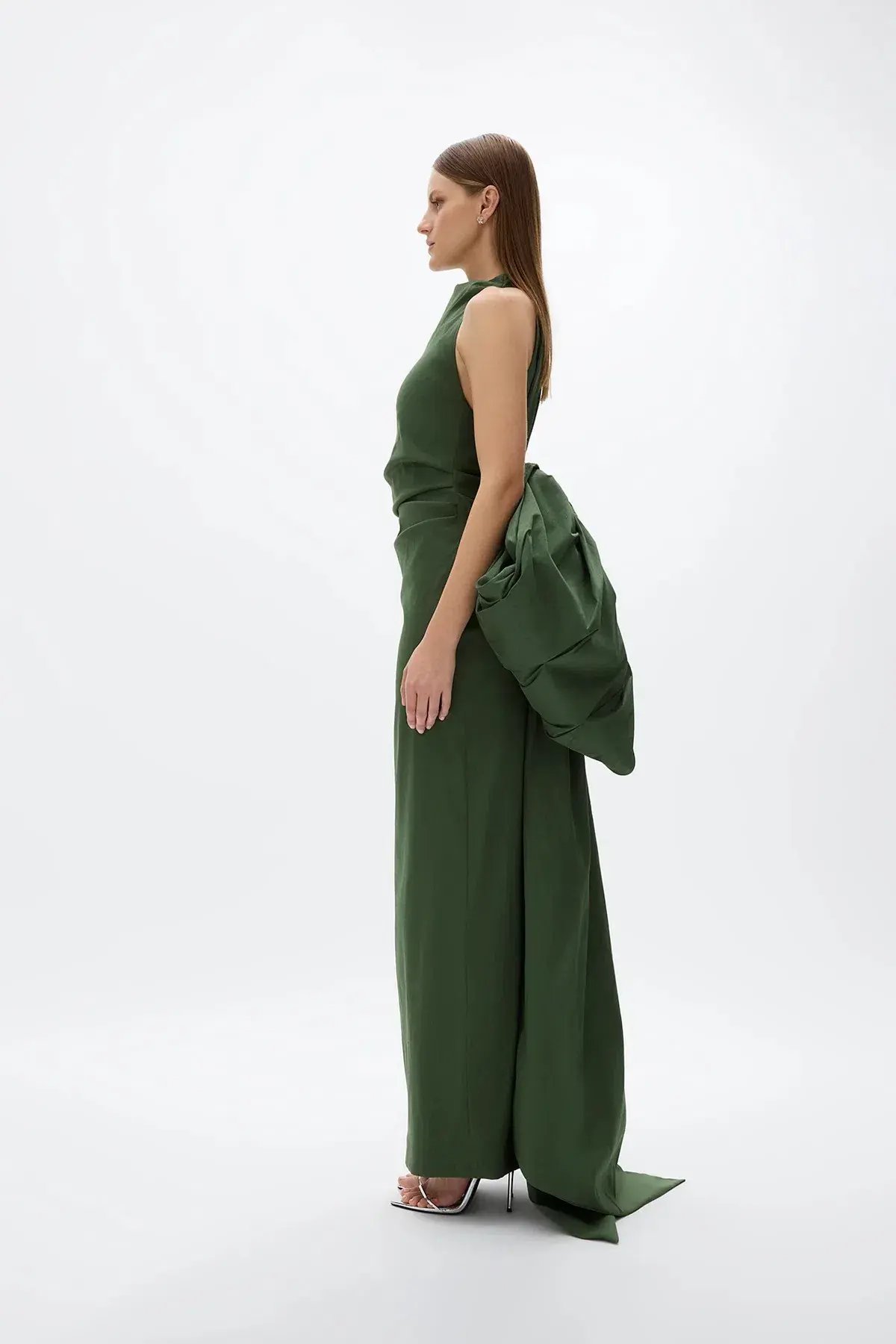 Rachel Gilbert Lottie Gown; Forest Green; size 12 photo 3