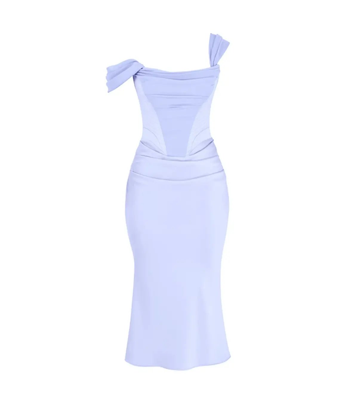 House of CB Natalya Sky Satin Corset Midi Dress Sky Blue Size S/Size AU 8 photo 6