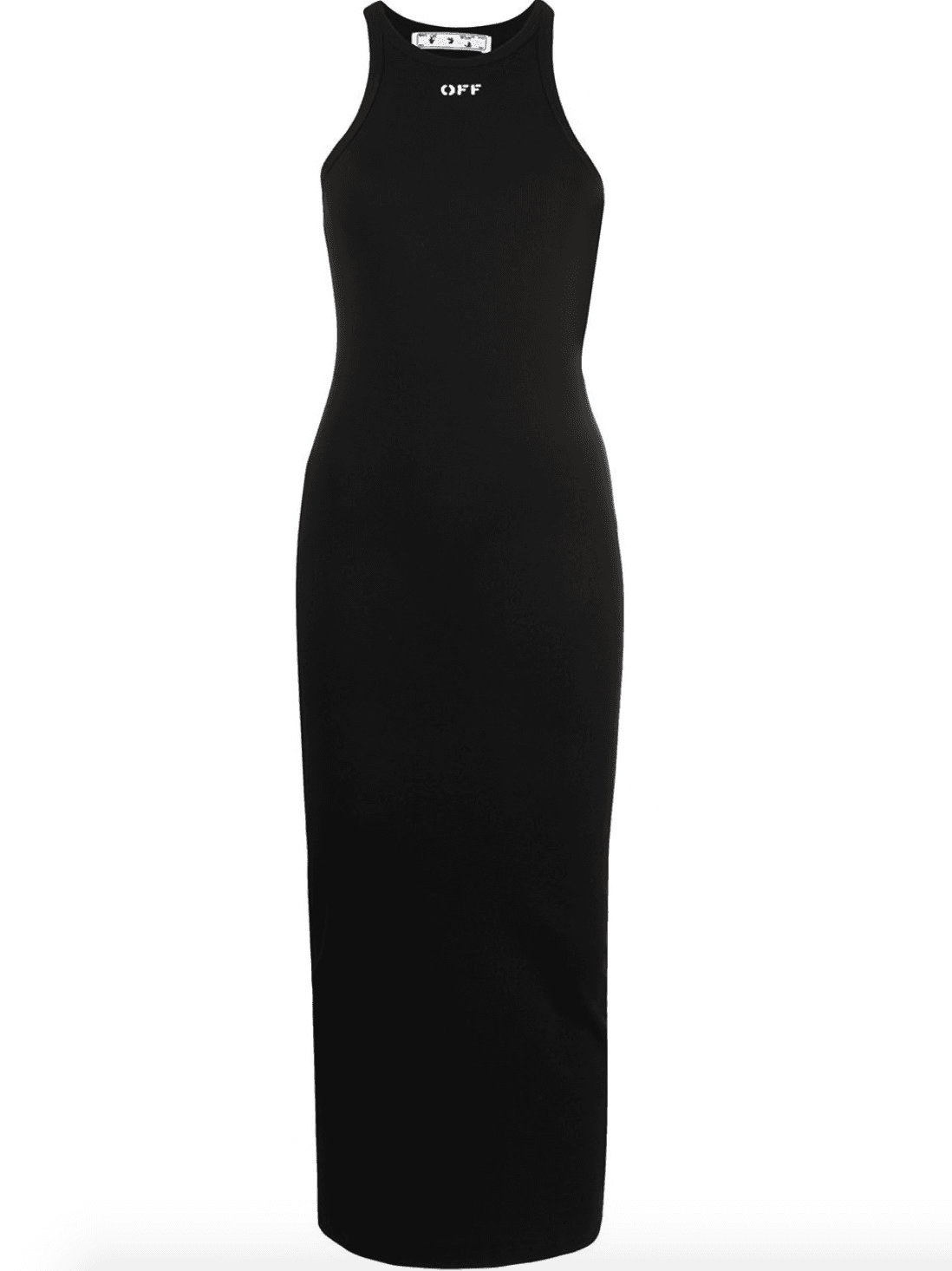 Off White Logo Fitted Midi Dress Black Size 8 photo 3