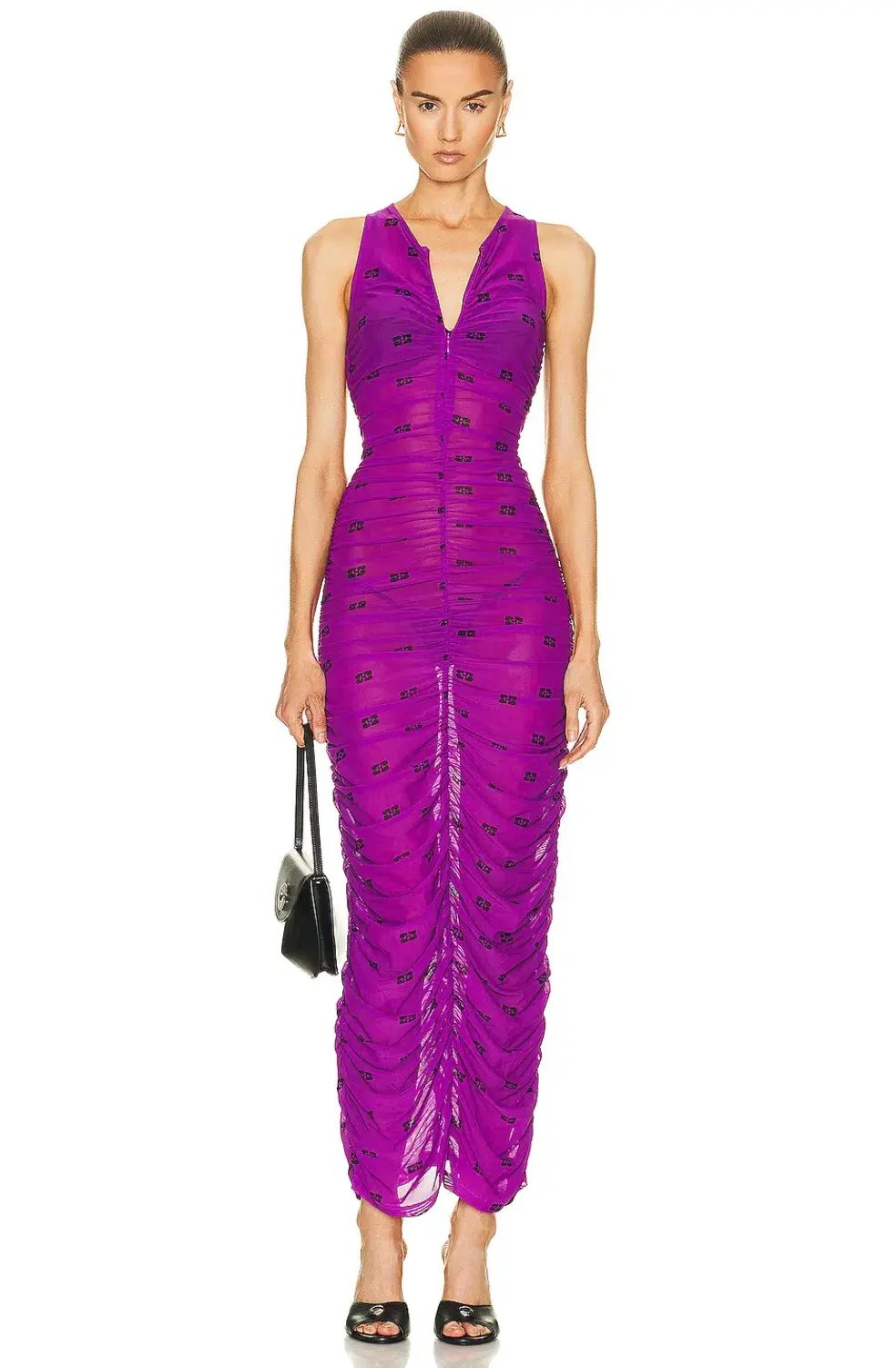 Ganni Printed Mesh Ruched Dress size 8 photo 5