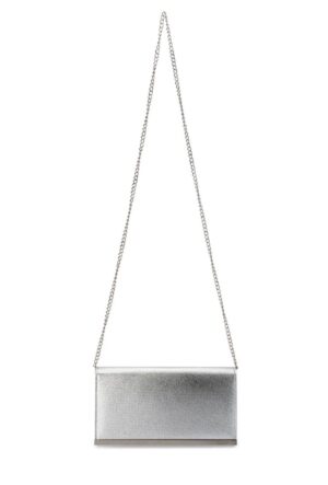 Olga Berg Maddie Metallic Embossed Foldover Clutch Silver photo 4