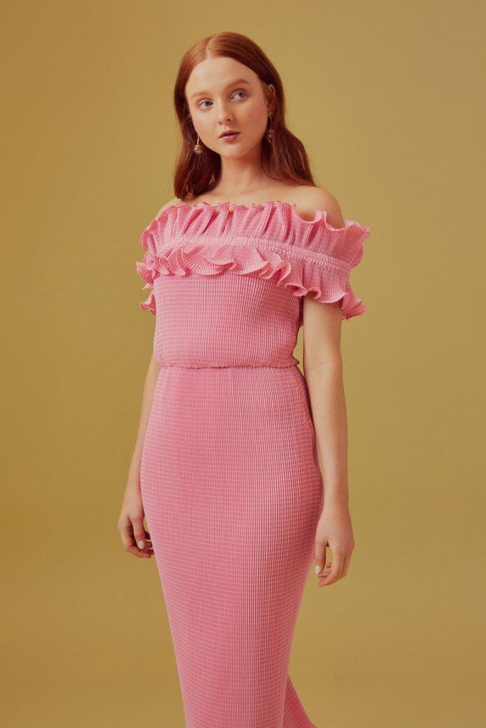Keepsake Clarity Midi Dress in Pop Pink Size 6 photo 4