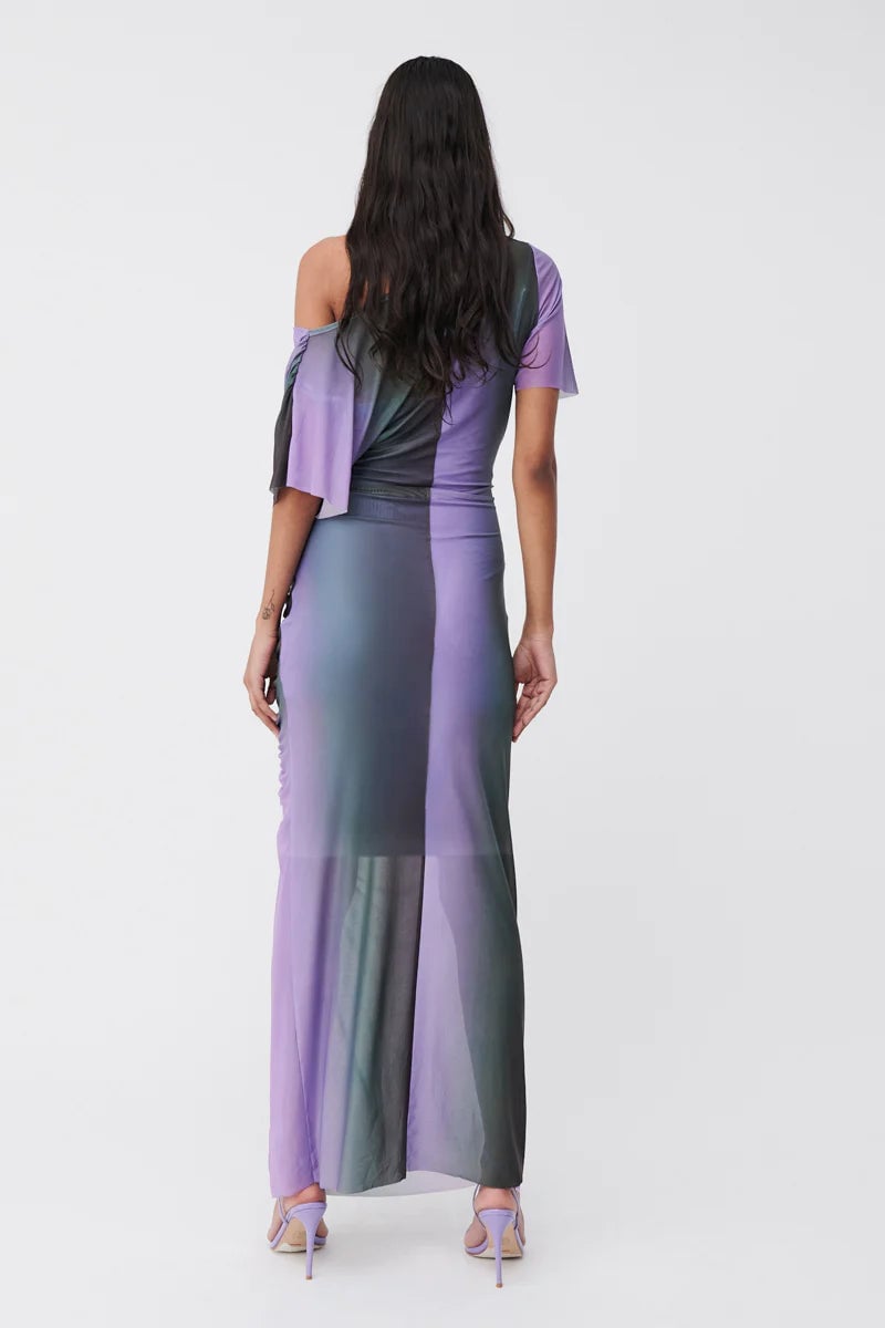 SUBOO OLAFUR DRAPED COWL NECK LONGLINE DRESS - PRINT photo 4