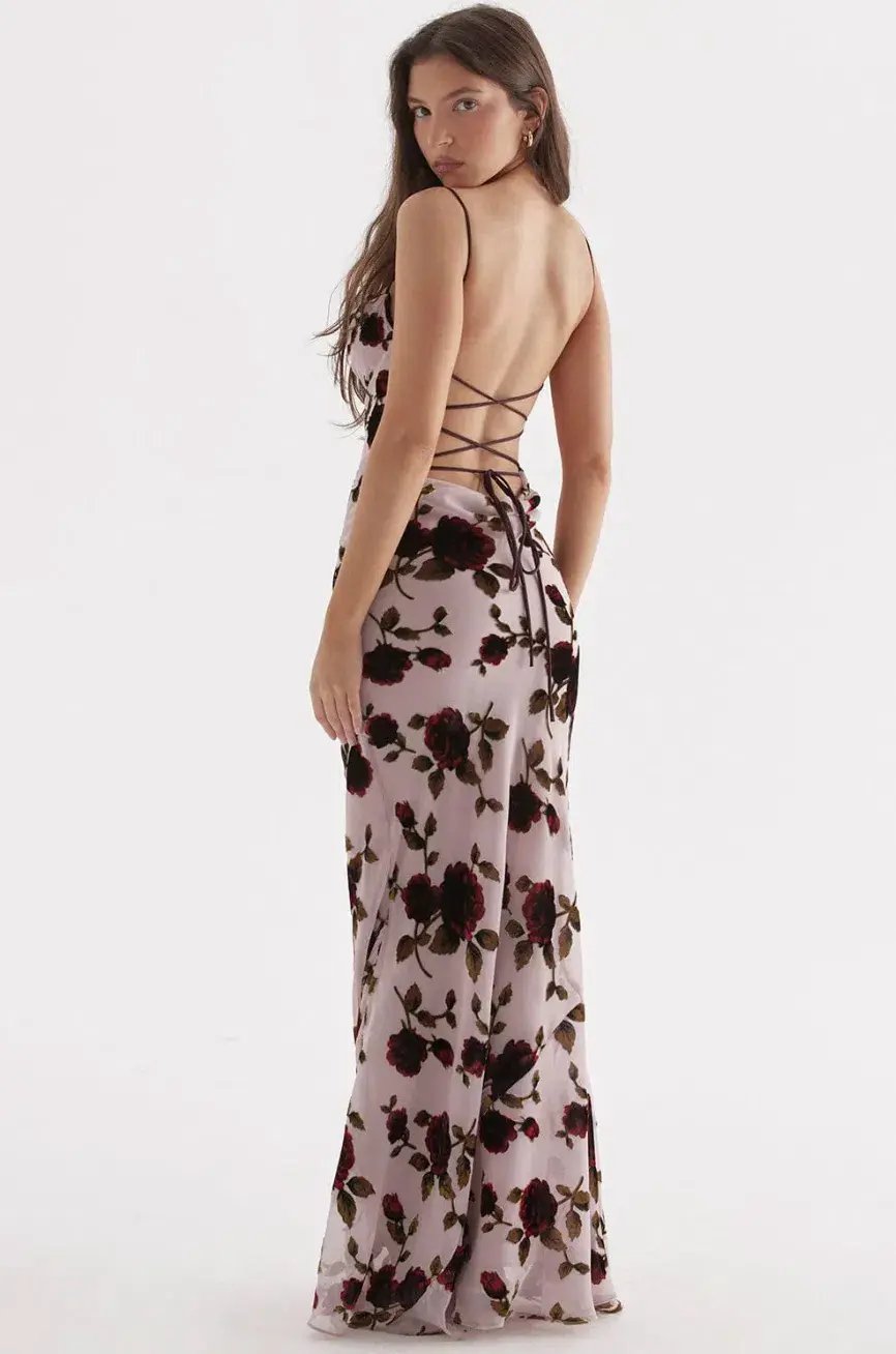 House of CB Serena Maxi Dress Pink Devore Size S / AU 8 photo 3