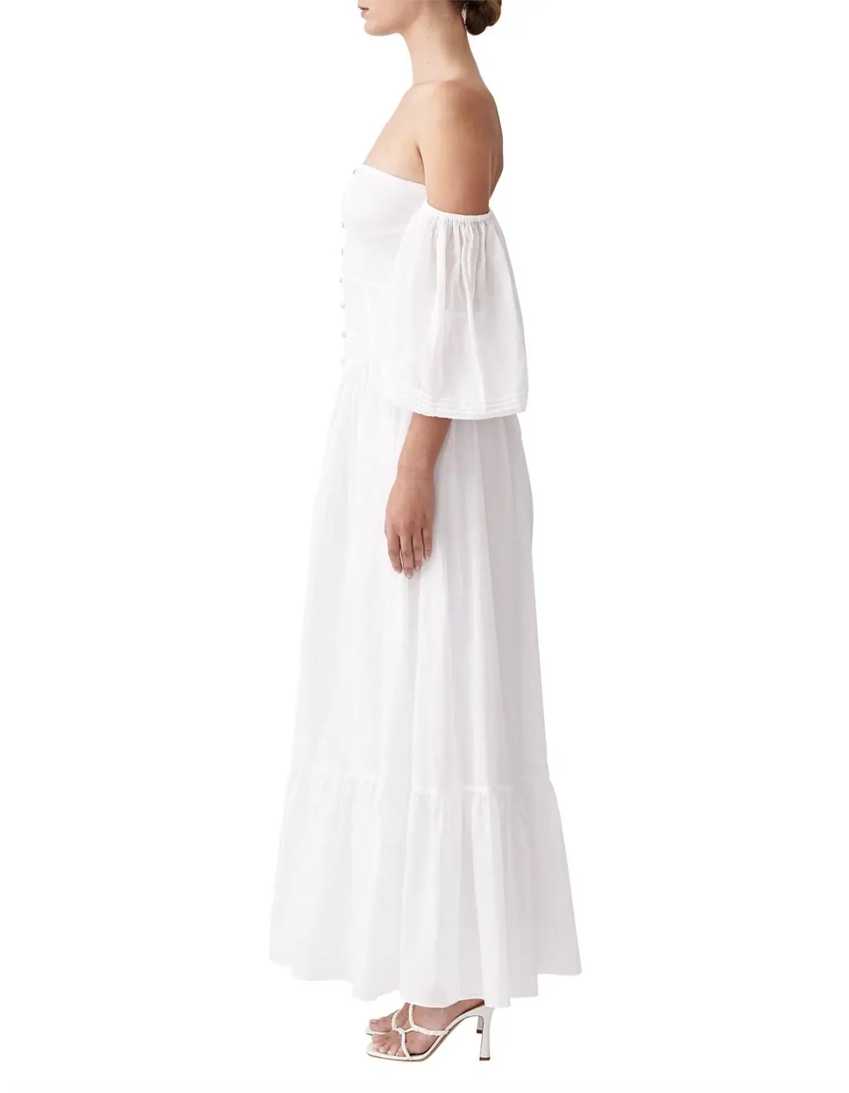 Joslin Anastacia Off Shoulder Strapless Cotton Maxi Dress White Size 8 photo 2