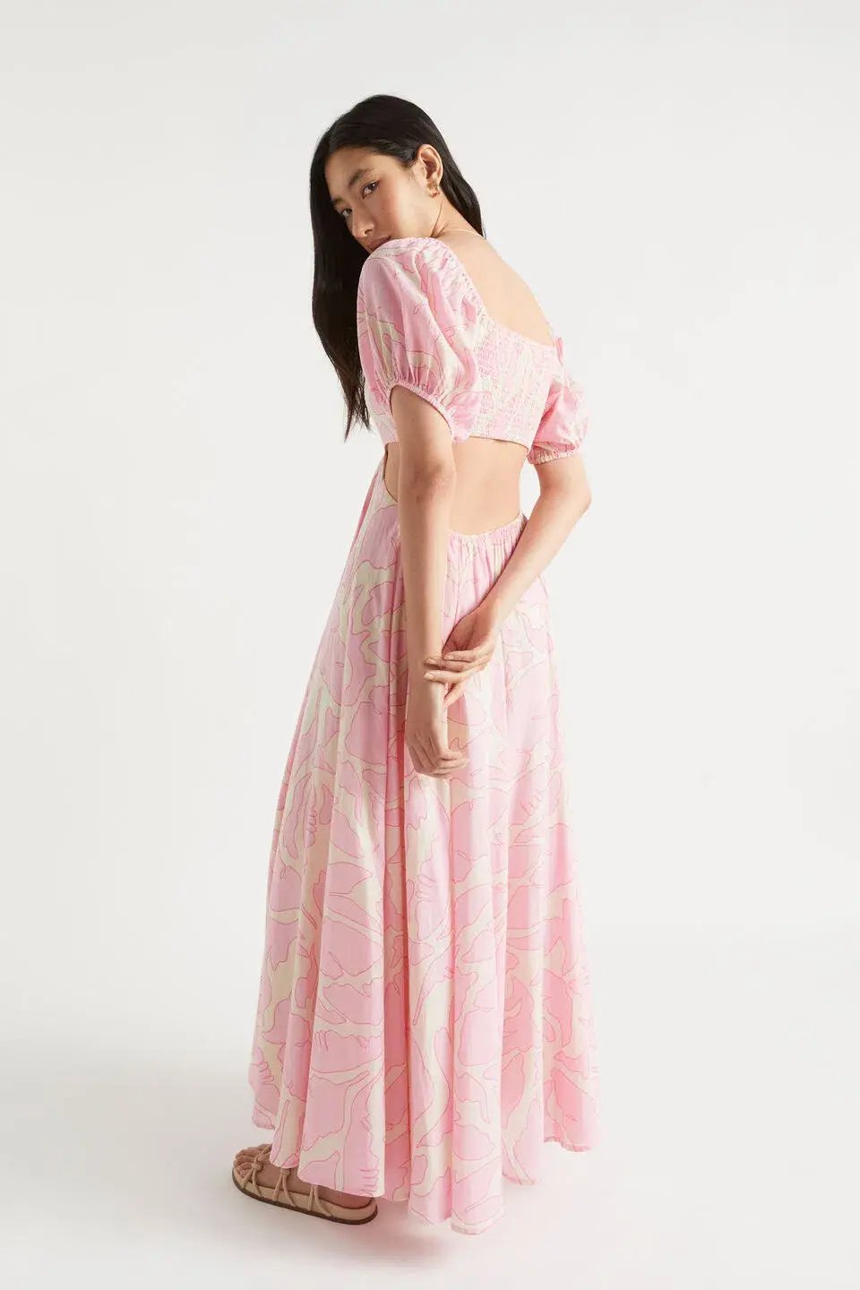 Seed Heritage Voile Floral Off Shoulder Maxi Dress Pink/Floral Size 6 photo 3