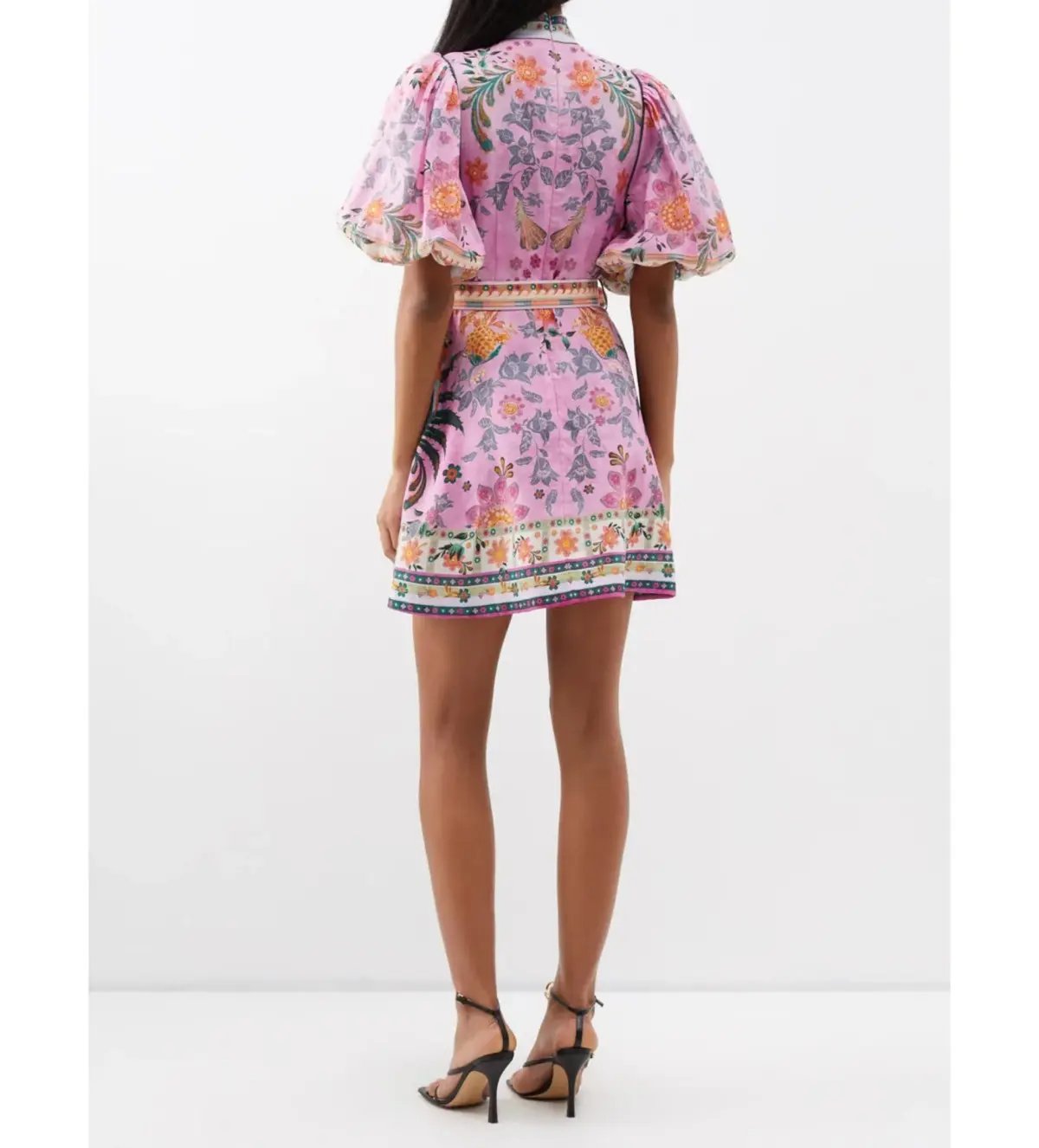 Zimmermann Ginger Buttoned Mini Dress Pink Multi Size 4 /  AU 16 photo 3
