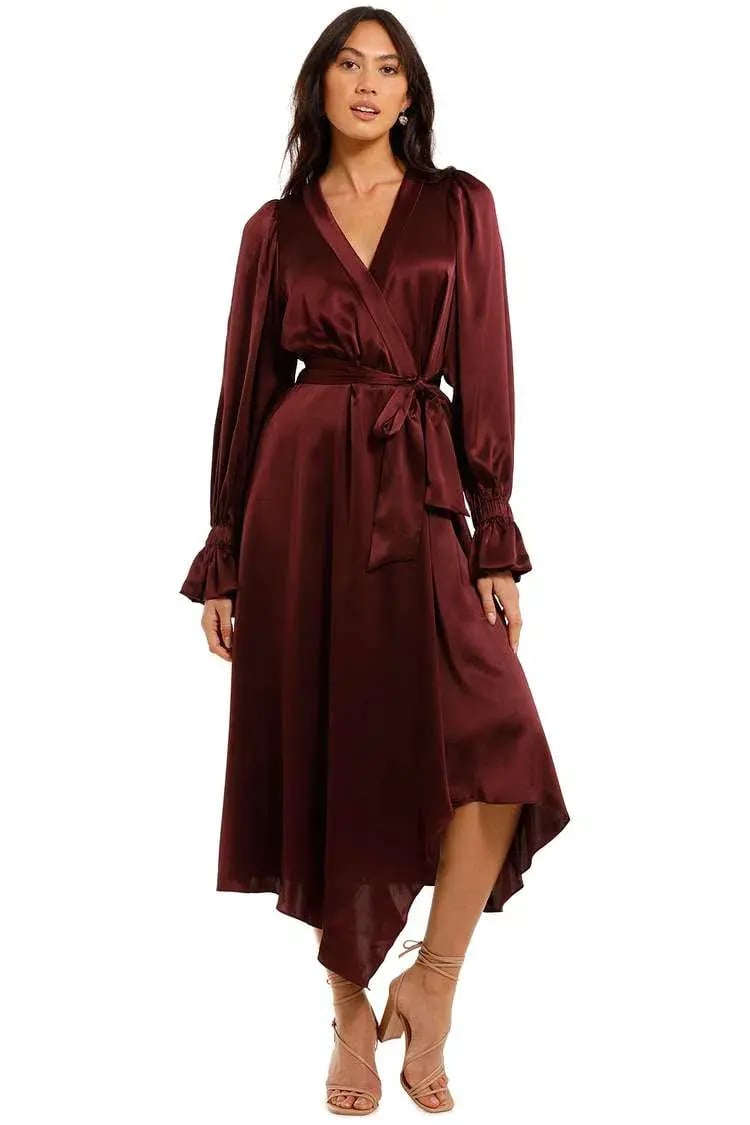Ginger & Smart Molten Wrap Dress in Burgundy Size 12 photo 4