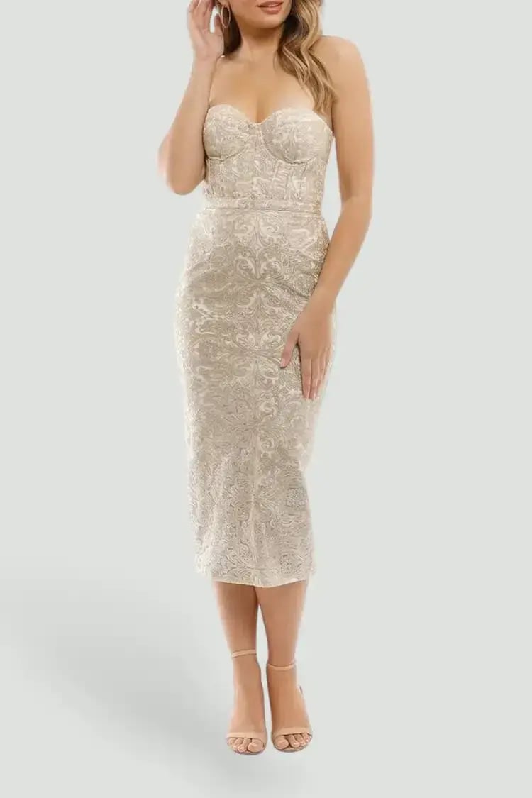 Elle Zeitoune Jayce Dress in Gold Size 8 photo 2