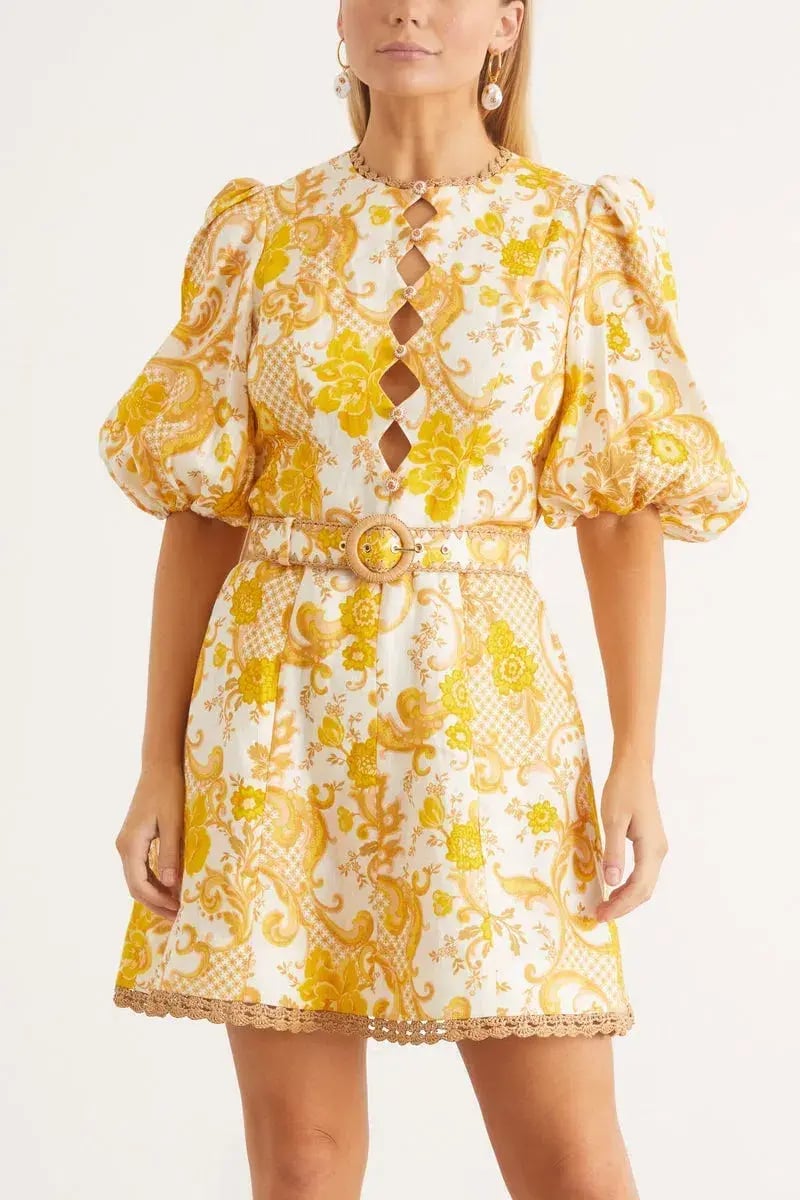 Zimmermann Postcard Mini Dress in Swirl Floral Size 0/AU 8 photo 3