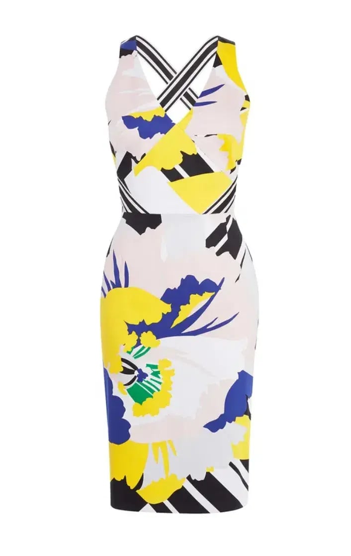 Karen Millen Short Pencil Dress Floral Size 16 photo 3