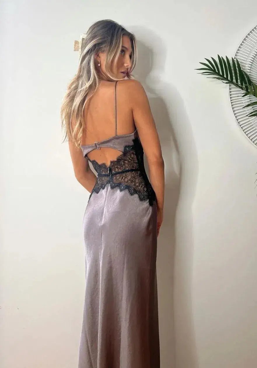 Bec & Bridge Camille Maxi Dress in Pewter Grey Size 10 photo 2