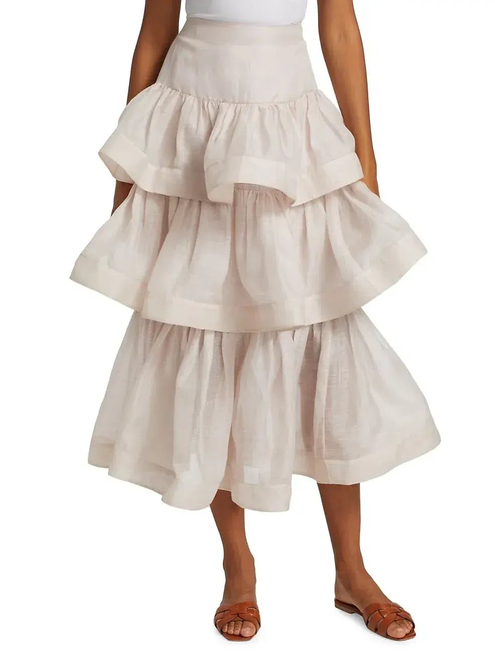 Zimmermann Rhythmic Ruffle Bodice And Tiered Midi Skirt Set Size 2 AUS 12 photo 3