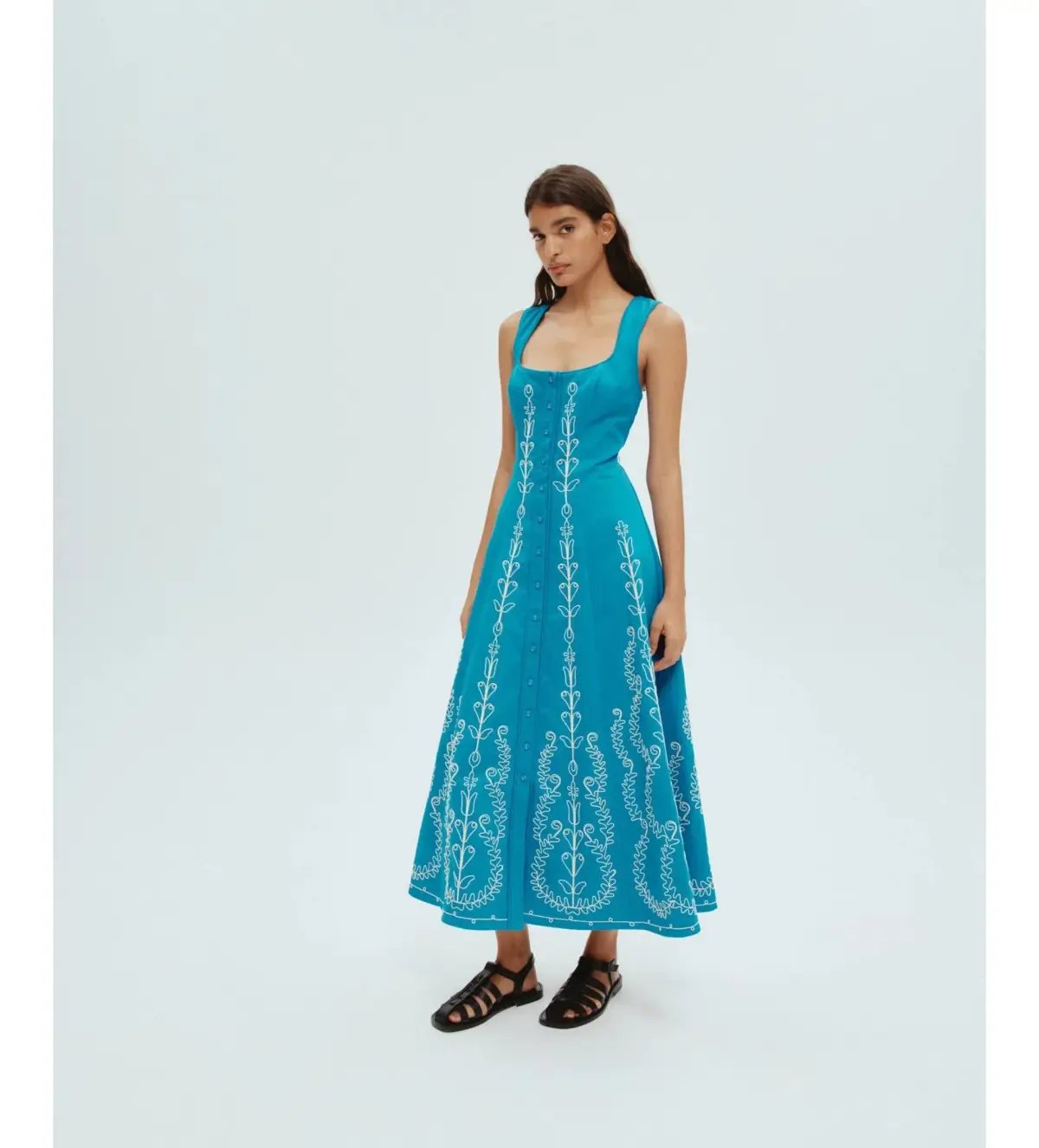 Alemais Donovan Corded Midi Dress Blue Print Size AU 16 photo 2