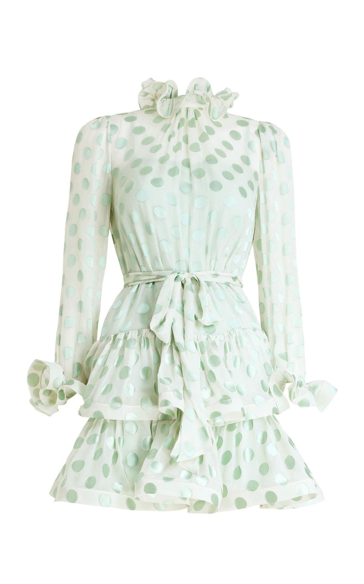 Zimmermann Polka Dot Lovestruck Fluted Mini Dress Mint Green Size 0 / AU 8 photo 3
