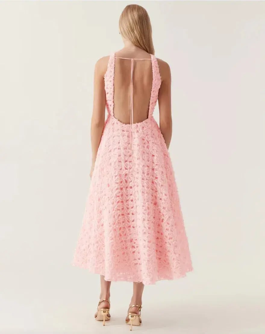 Aje Quintette Backless Midi Dress Pink Size AU 12 photo 2
