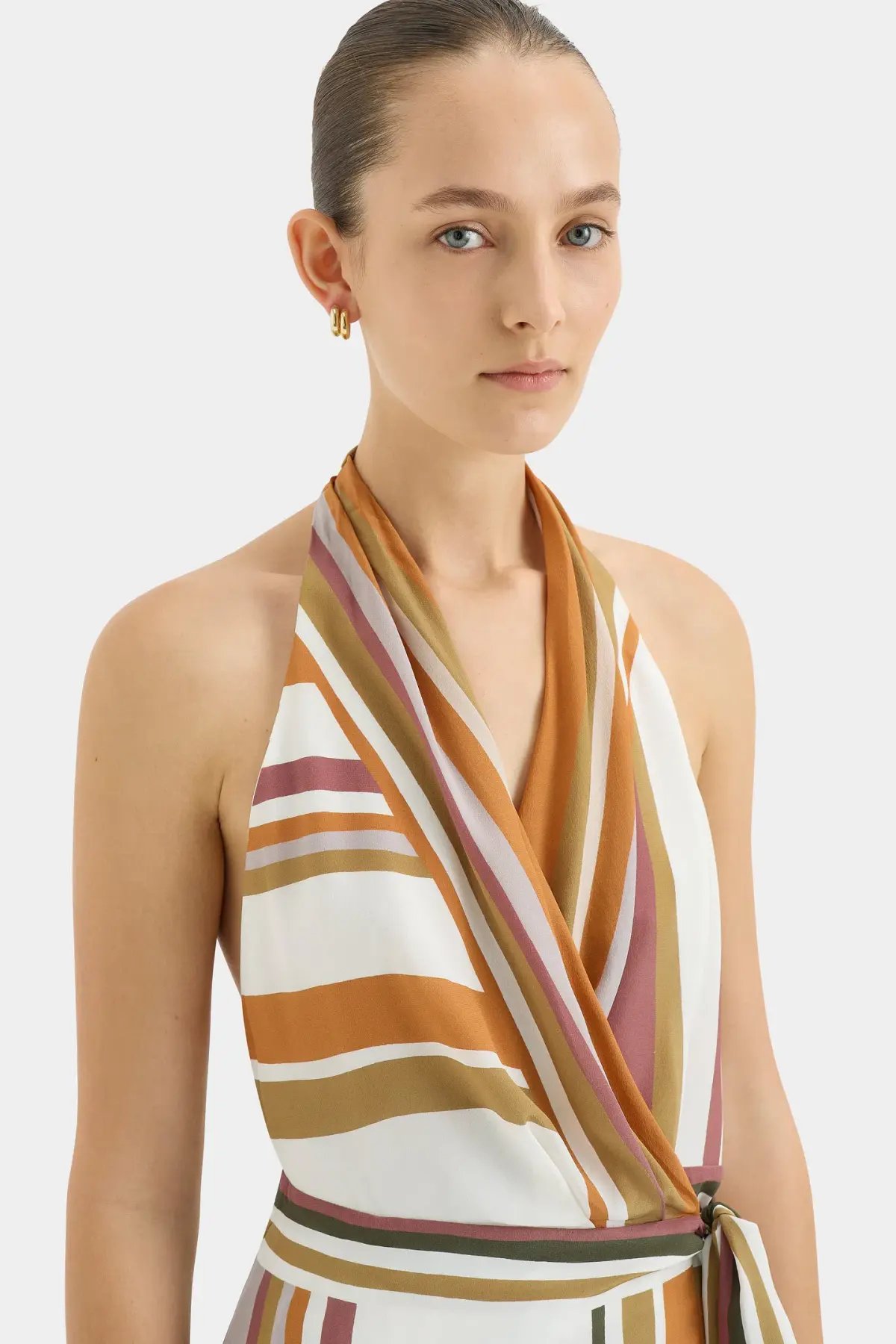Sir the Label Caprera Wrap Halter Mini Dress Milazzo Stripe Size 6 photo 2