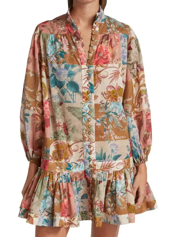 Zimmermann Cassia Drop Waist Mini Dress Print Size 8 photo 4