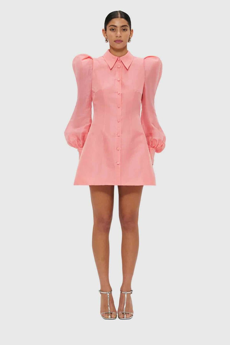 Leo Lin Lana Structured Shoulder Mini Dress - Strawberry Pink photo 3