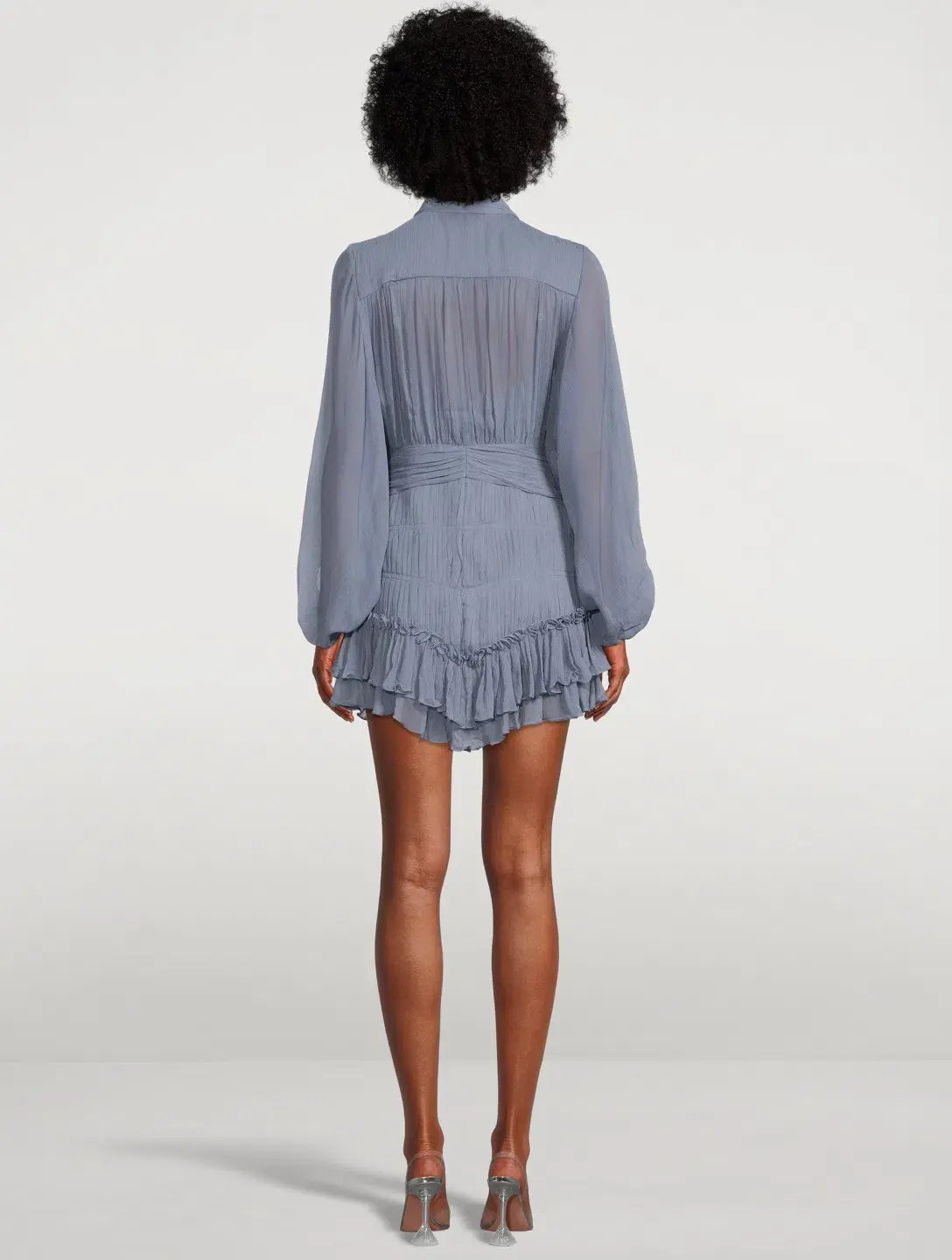 Shona Joy Kayla Button Up Ruched Mini Dress Blue Smoke Size 10 photo 2
