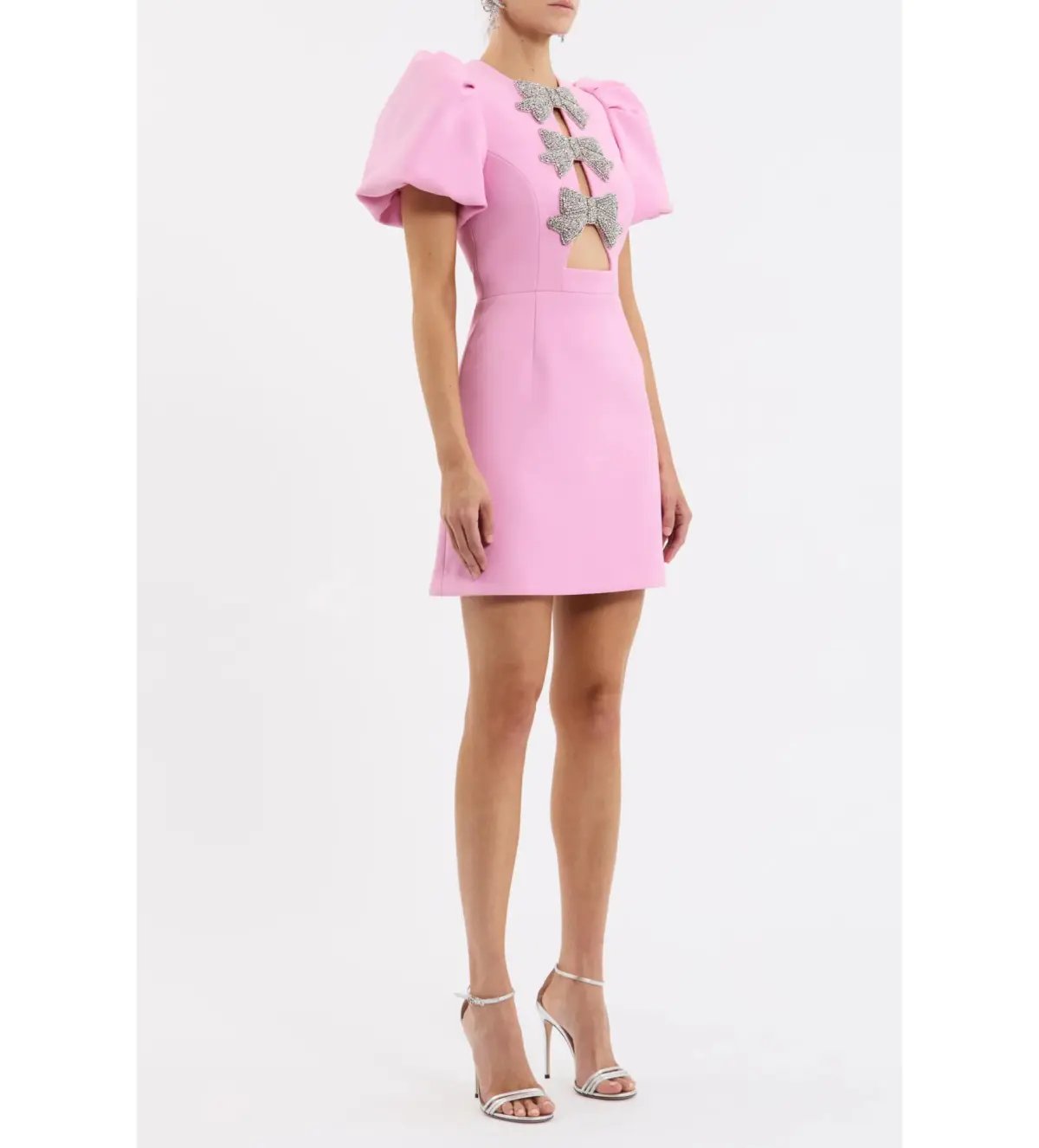 Rebecca Vallance Juliana Puff Sleeve Mini Dress Pink Size AU 12 photo 2
