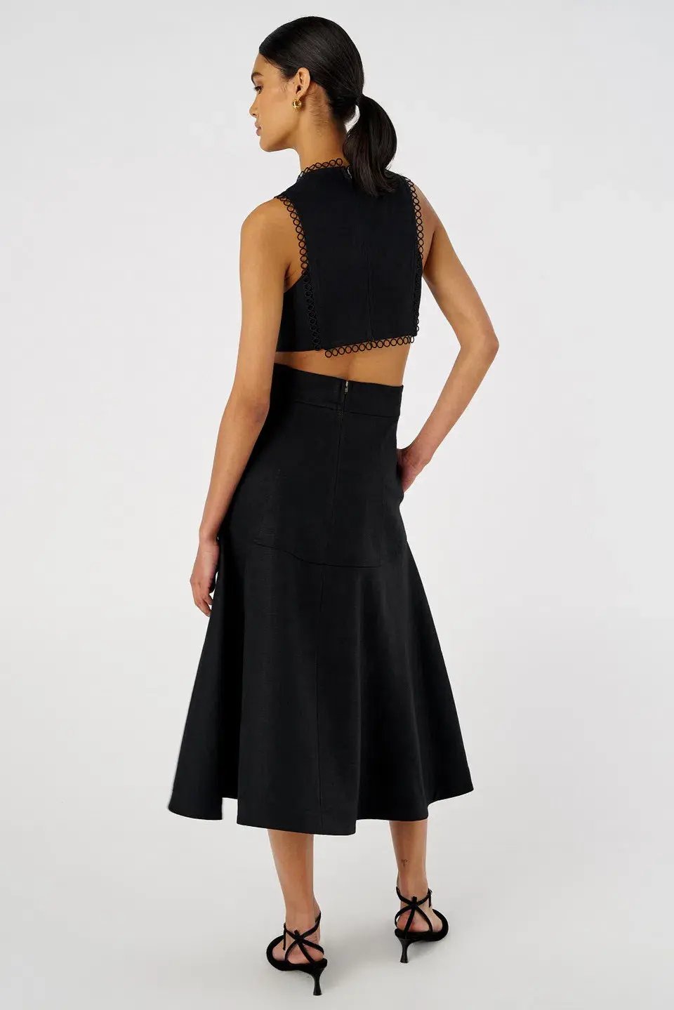 Oroton Lace Flower Midi Dress Black Size 14 photo 4