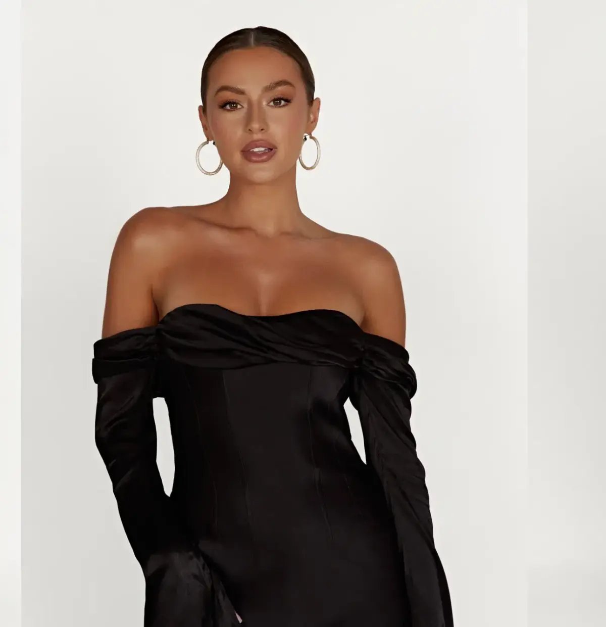 Giselle Off Shoulder Cowl Neck Maxi Dress - Black photo 2