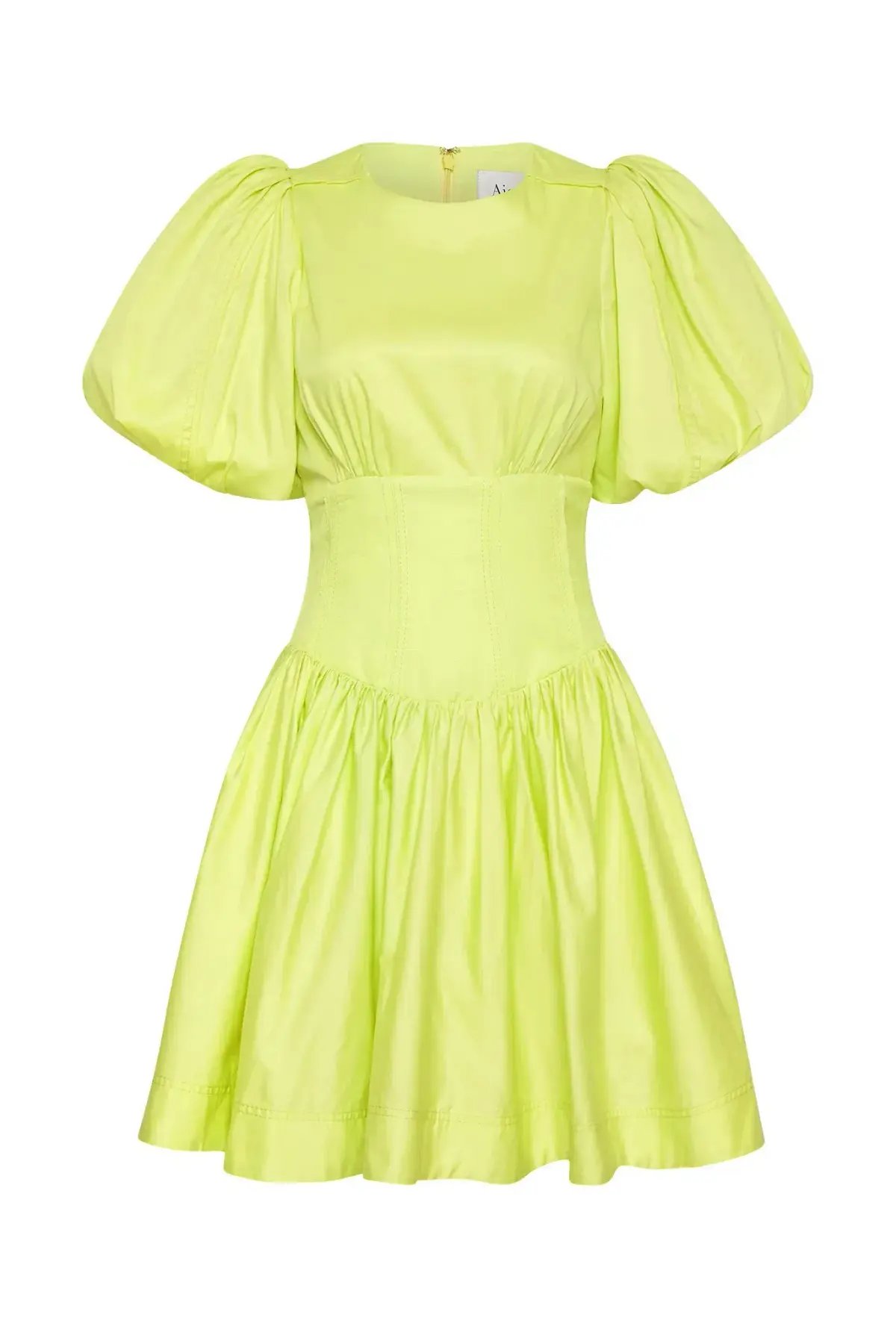 Aje Gianna Puff Sleeve Mini Dress in Light Lemon - Size 8 photo 5
