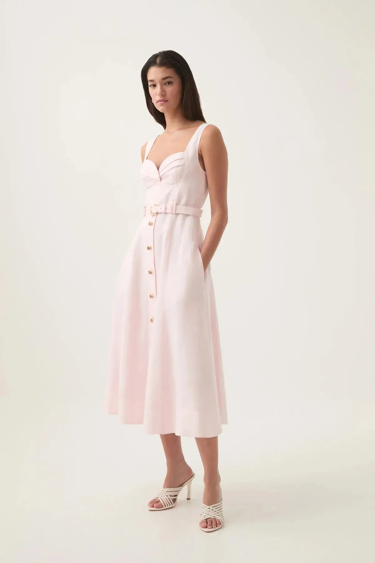 Aje Primary Belted Midi Blush AU Size 8 photo 2