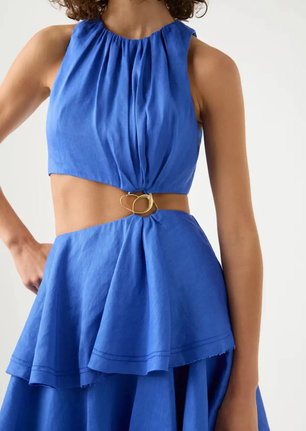 Aje Wave Cut Out Ring Midi Dress Blue Size 6 / XS photo 3