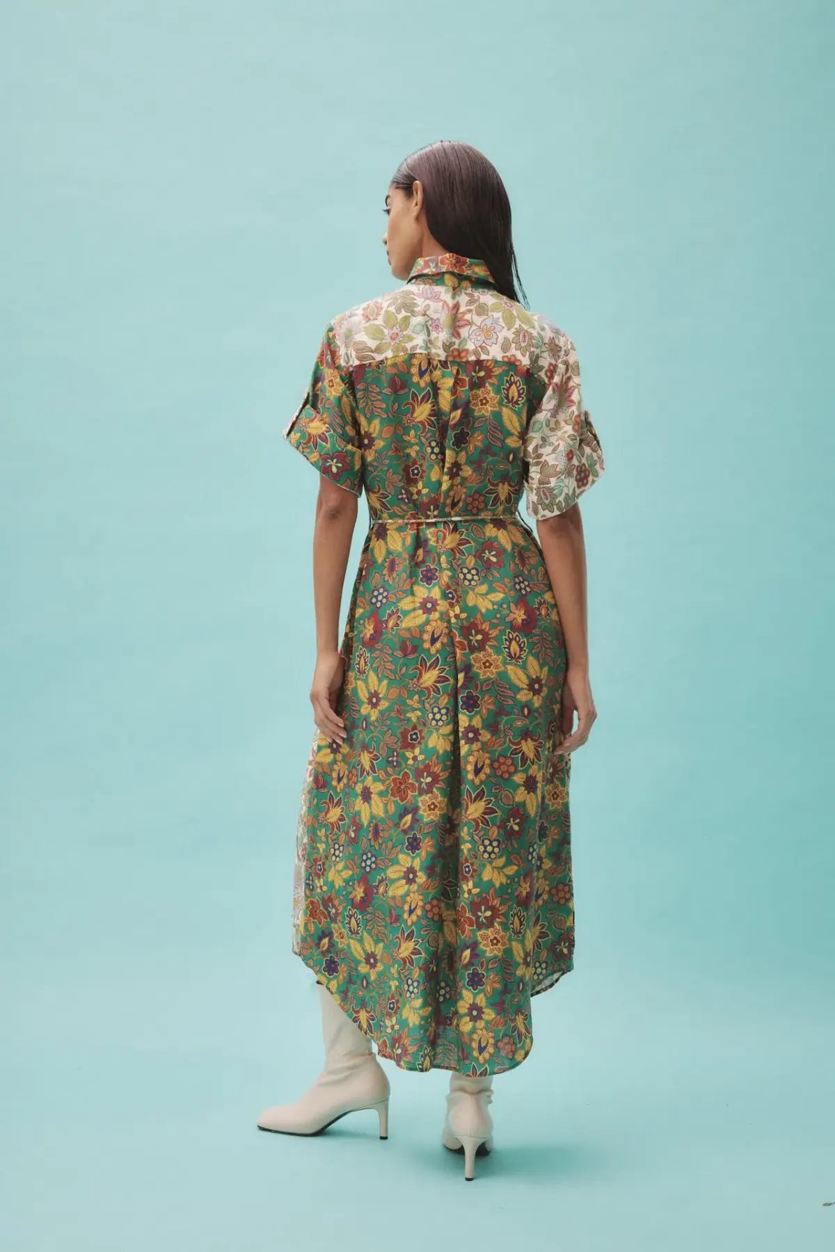Alemais Isabella Patchwork Midi Shirt Dress Floral Size 8 photo 3