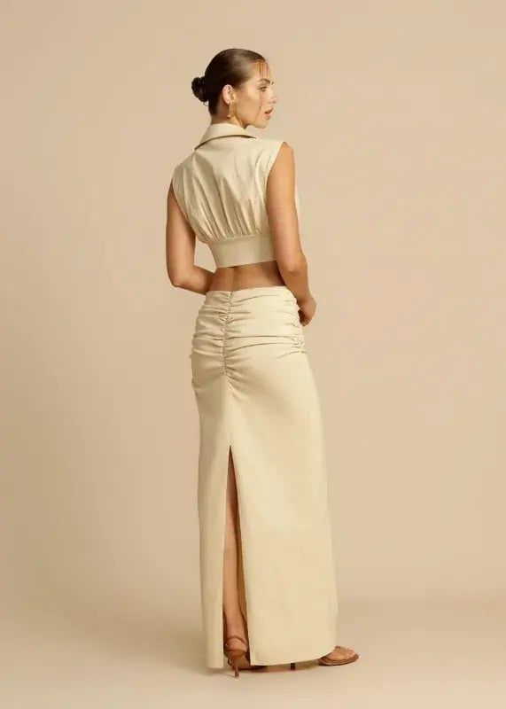 Arcina Ori Carmen Top And Skirt Set Beige Size S / AU 8 photo 3