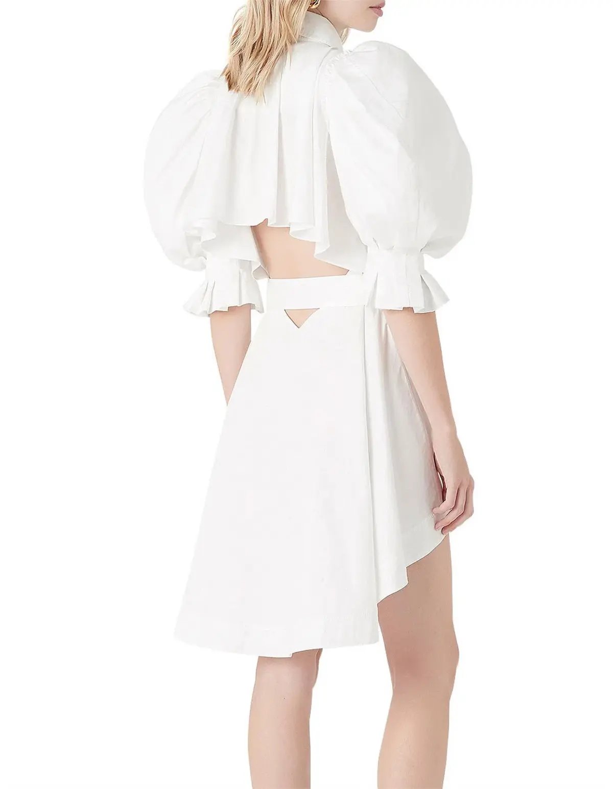 Aje Eucalypt Puff Sleeve Shirt Dress White Size 8 photo 3