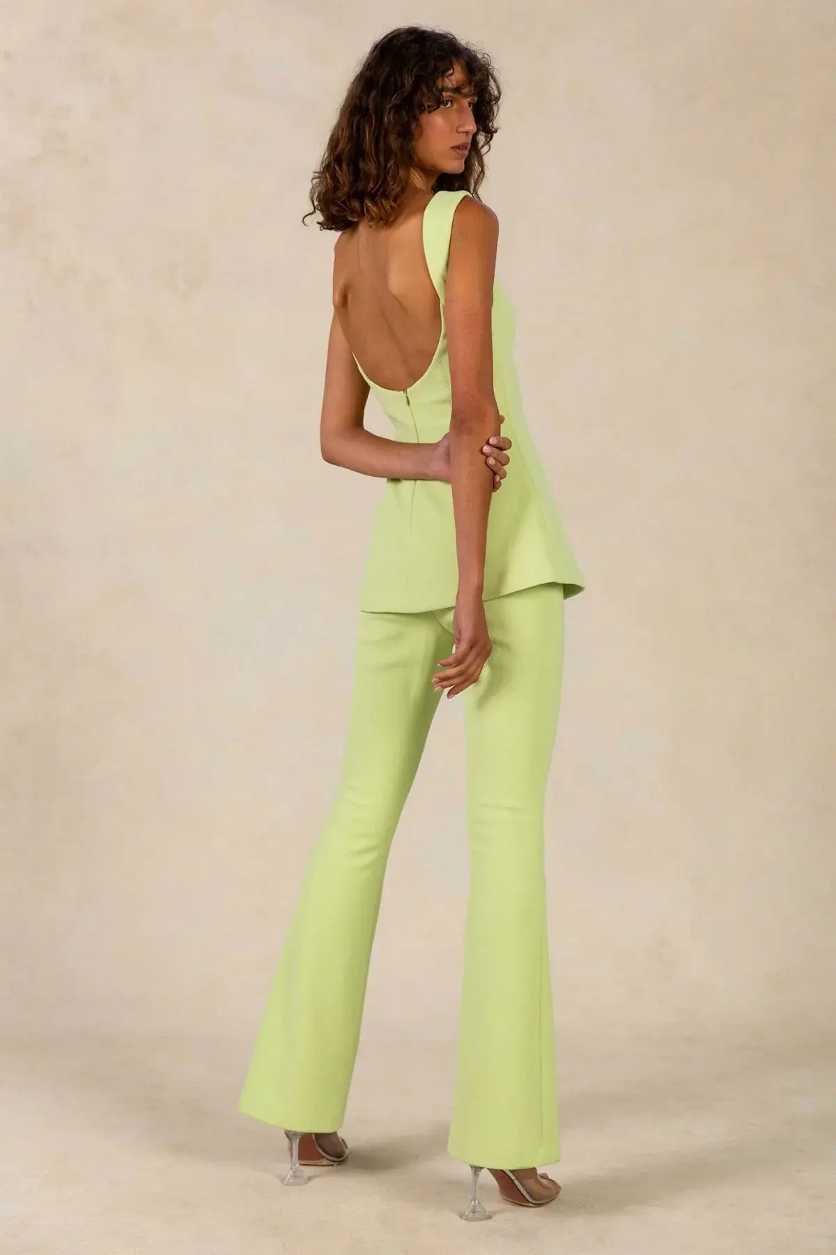 MISHA Costanza Bonded Crepe Jumpsuit Lime Green Size 8/S photo 2