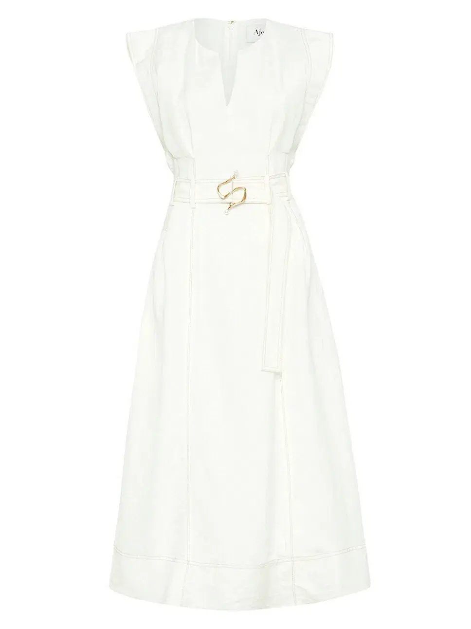 Aje  Beacon Structured Midi Dress Cream Size 10 photo 4