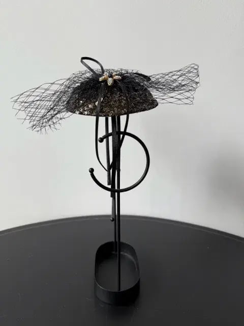 Mimco Sequined Headpiece with Veil Black One Size photo 4