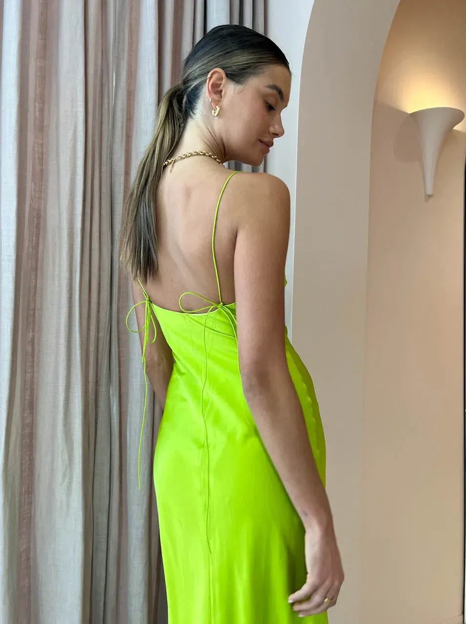 Ginia Sonia Maxi Dress in Electric Lime Size M / Au 10 photo 5