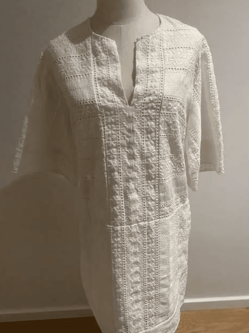 LOVER THE LABEL Italian Linen White Embroidery Dress Size S/M photo 4