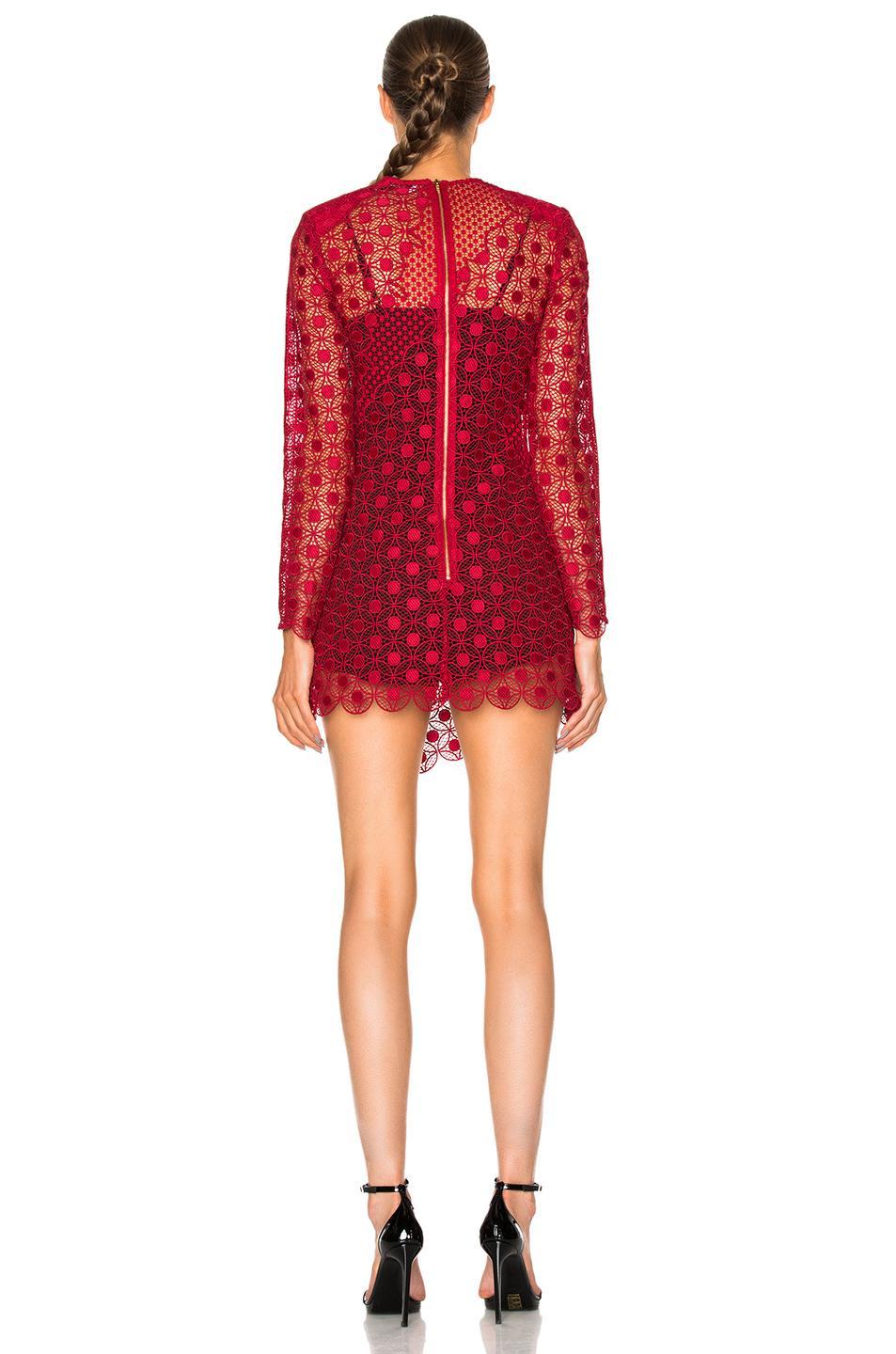 Self Portrait Strike Mini Dress red size 10 photo 2