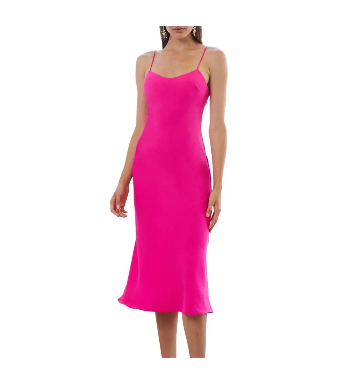 By Johnny Neon Bias Slip Midi Dress Pink Size AU 10 photo 3