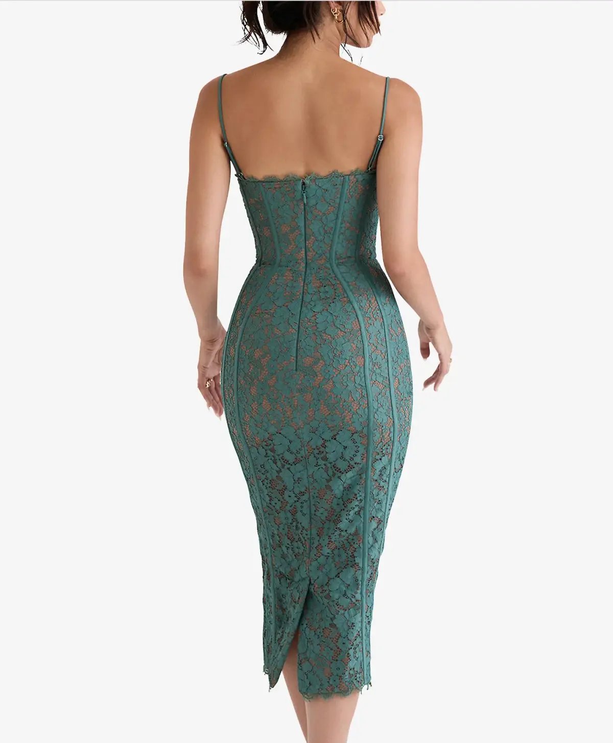 House Of Cb Joelle Forest Lace Midi Dress Green Size 8 photo 2