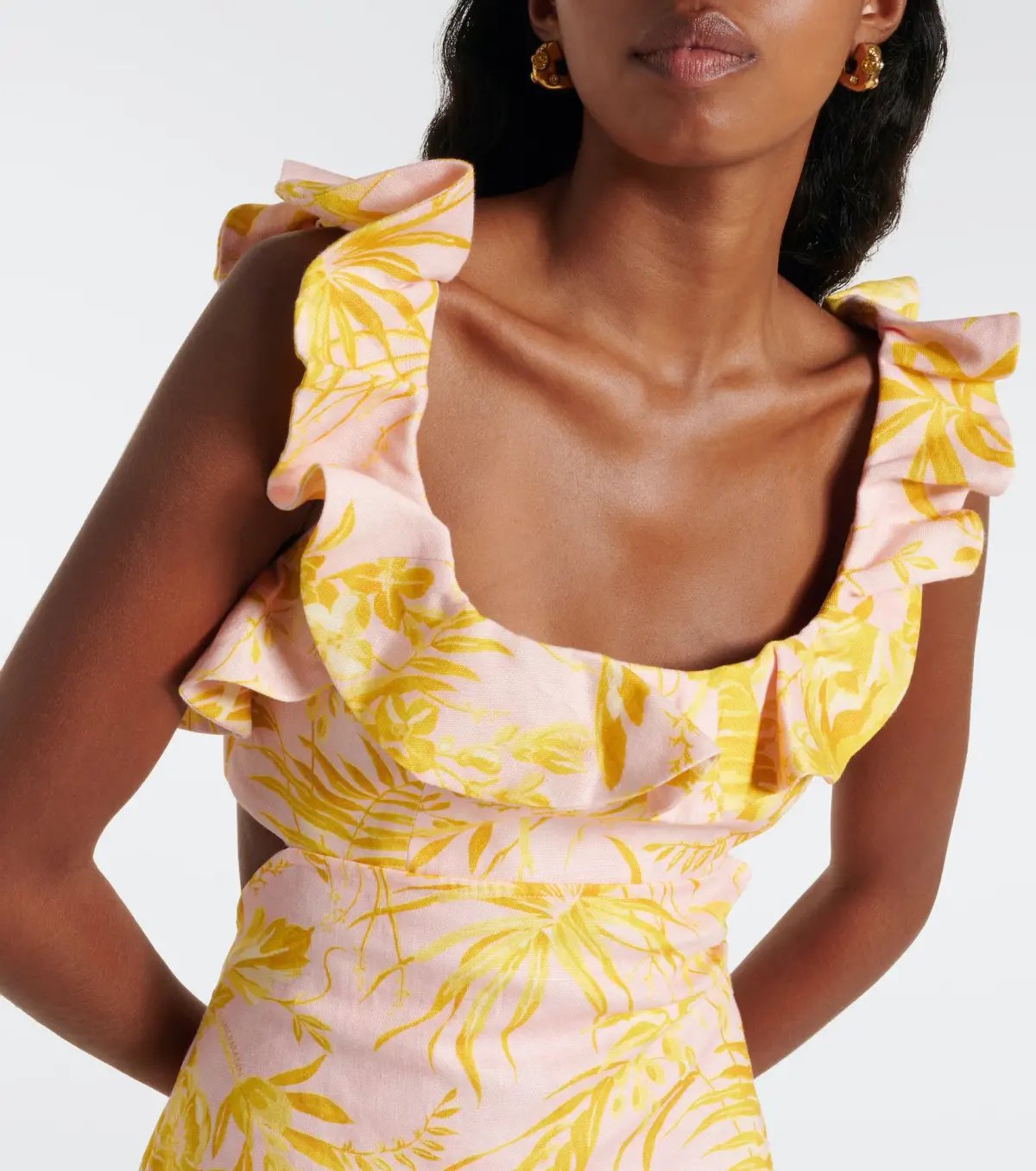 Zimmermann Golden Ruffle Mini Dress Pink/Gold Floral Size 0 / AU 8 photo 2
