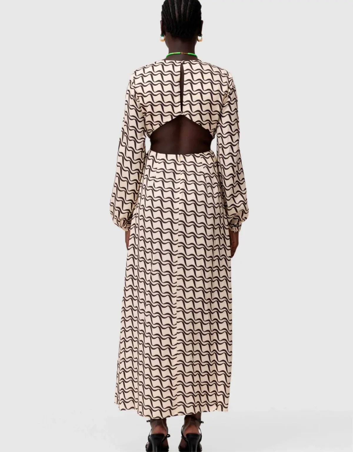 The Wolf Gang Marrakesh Cut Out Dress Black Wave Print Size 8 photo 2