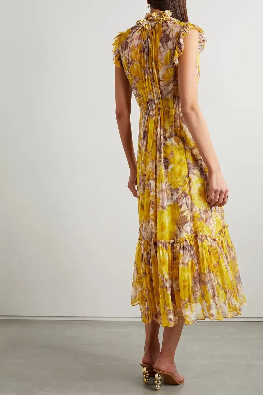 Zimmermann High Tide Flutter Midi Dress Yellow Size 2 / AU 12 photo 2