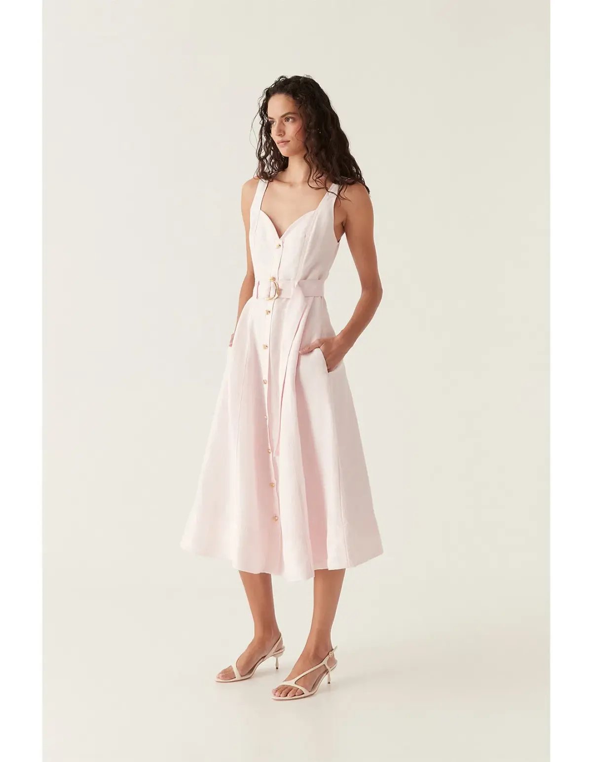 Aje Clay Belted Midi Dress Pastel Pink size8 photo 5