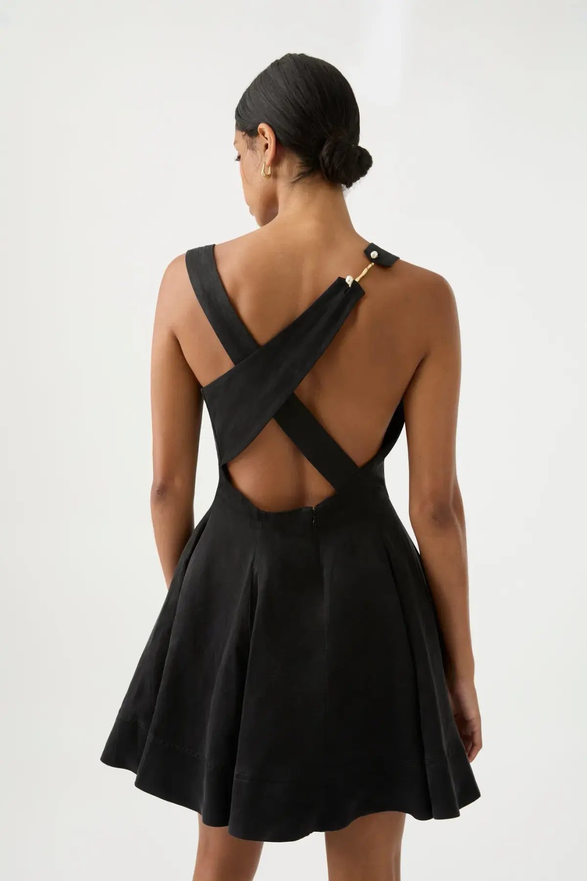 Aje Liberty Asymmetric Mini Dress Black Size AU 6 photo 2
