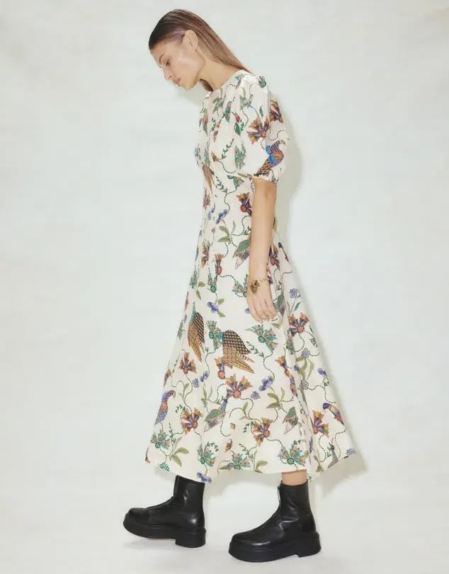 Alemais Birdie Linen Midi Dress Print Size AU 8 photo 2