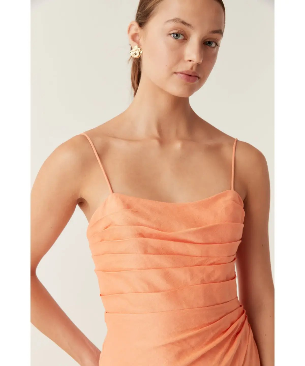 Aje Clarice Draped Maxi Dress in Sunset Orange Size AU 12 photo 3